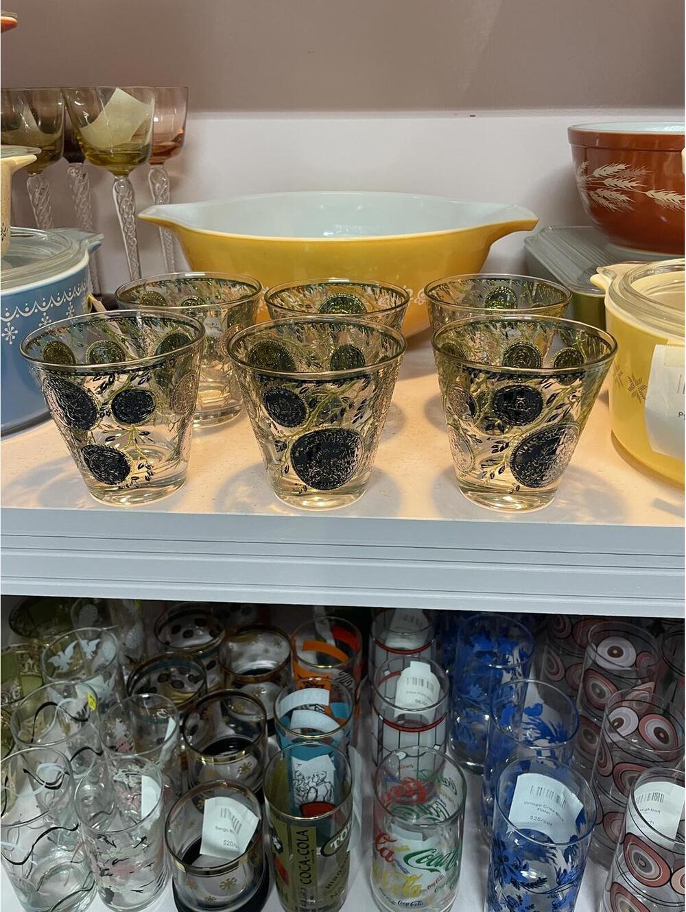 Culver Midas Silver Coin Rocks Glasses Set 6 Vintage MCM Barware